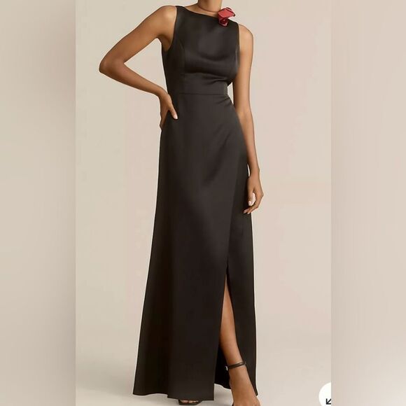 Anthropologie Dresses & Skirts - Nwt Anthropologie BHLDN Alice High-Neck Satin Maxi Dress Black